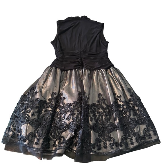 SLNY Floral Knee Length A Line Dress Sz 18 Navy Romantic Goth Whimsigoth Fairy - Picture 12 of 15